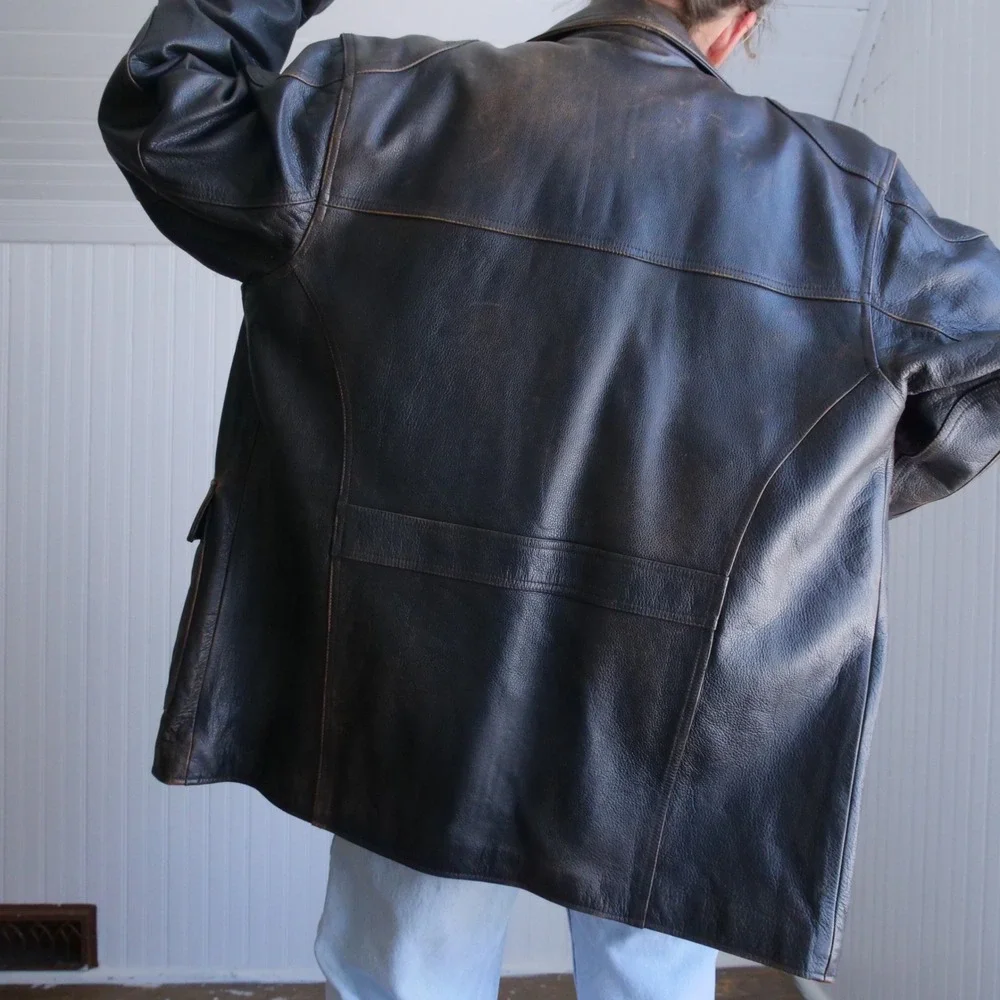 90s/y2k Territory Ahead leather‎ chore coat
